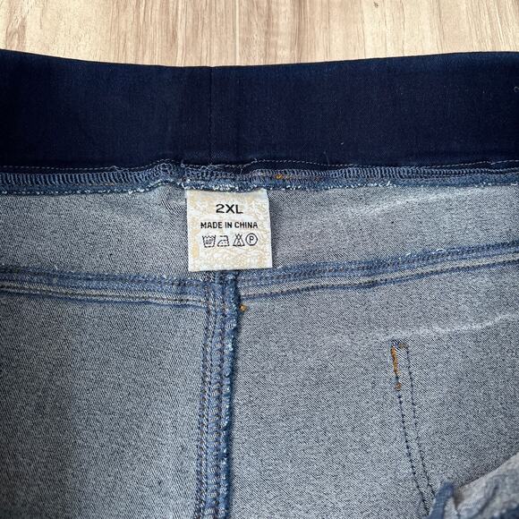 Jvini Women's Denim Capri Stretch Pull On  Jeans Dark Blue Wash Size 2XL - Picture 8 of 9